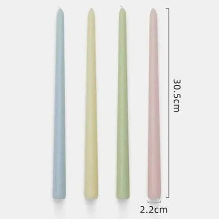 12" Unscented Taper Colored Candles - 4 pcs Candy Set