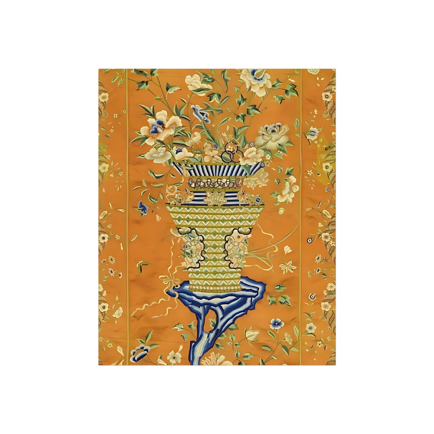 Chinoiserie Floral Vase Fine Art Poster - Orange