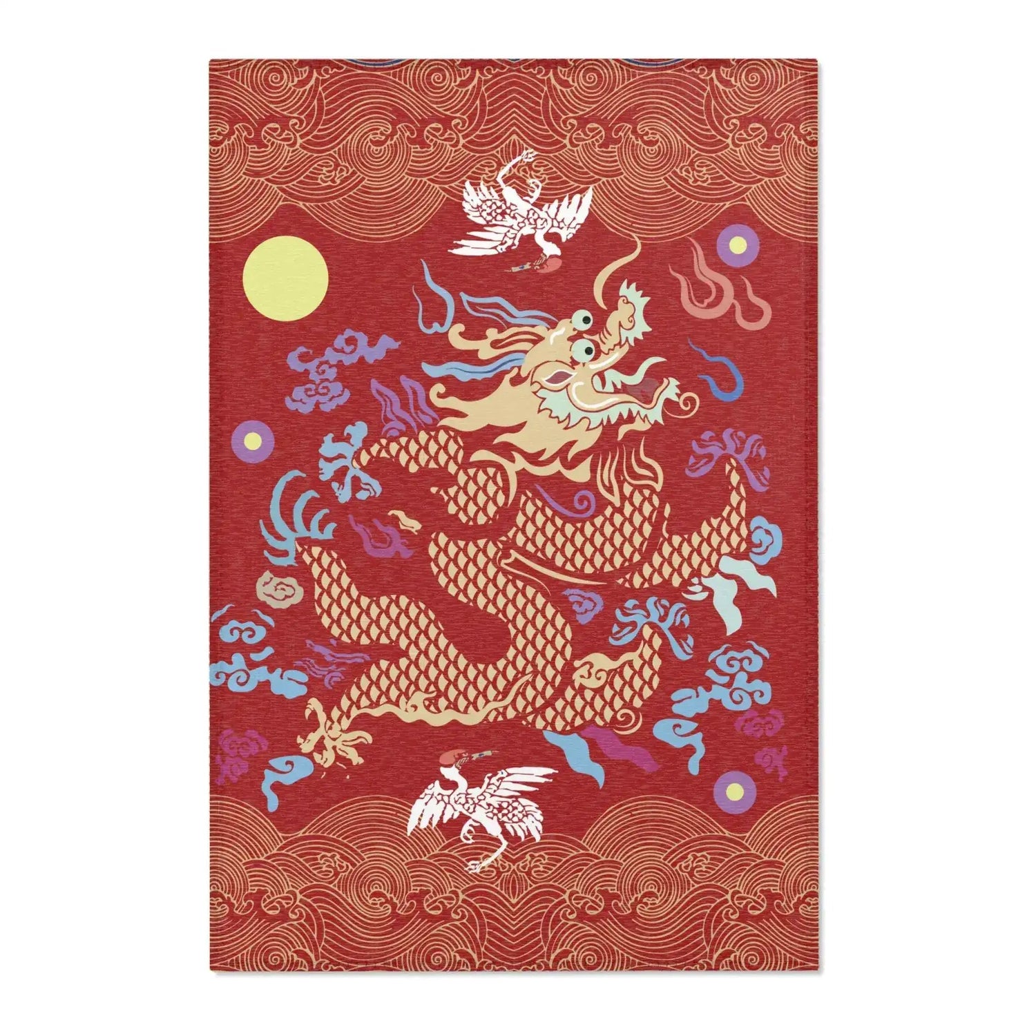 Crimson Celestial Dragon Accent Rug