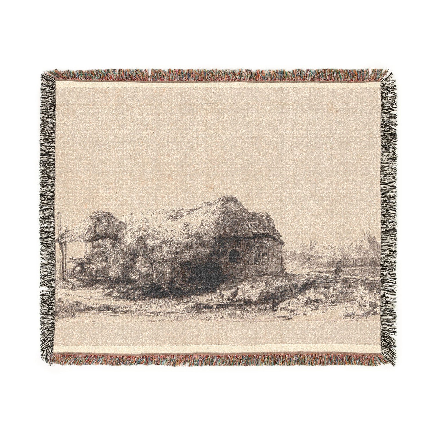 Landscape with Cottages and a Hay Barn - Rembrandt van Rijn Tapestry Blanket