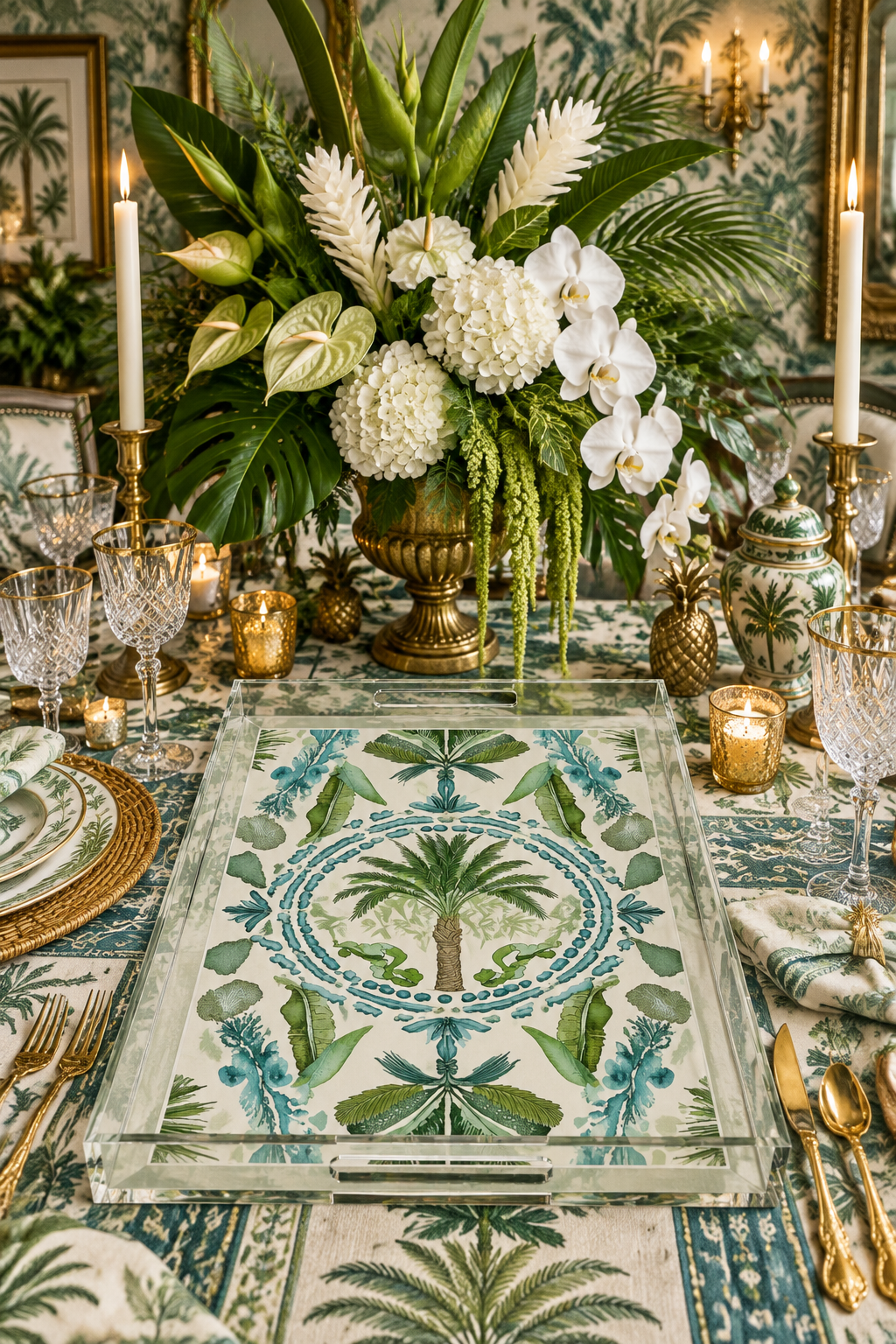 Tropical Oasis Palm Serving Tray