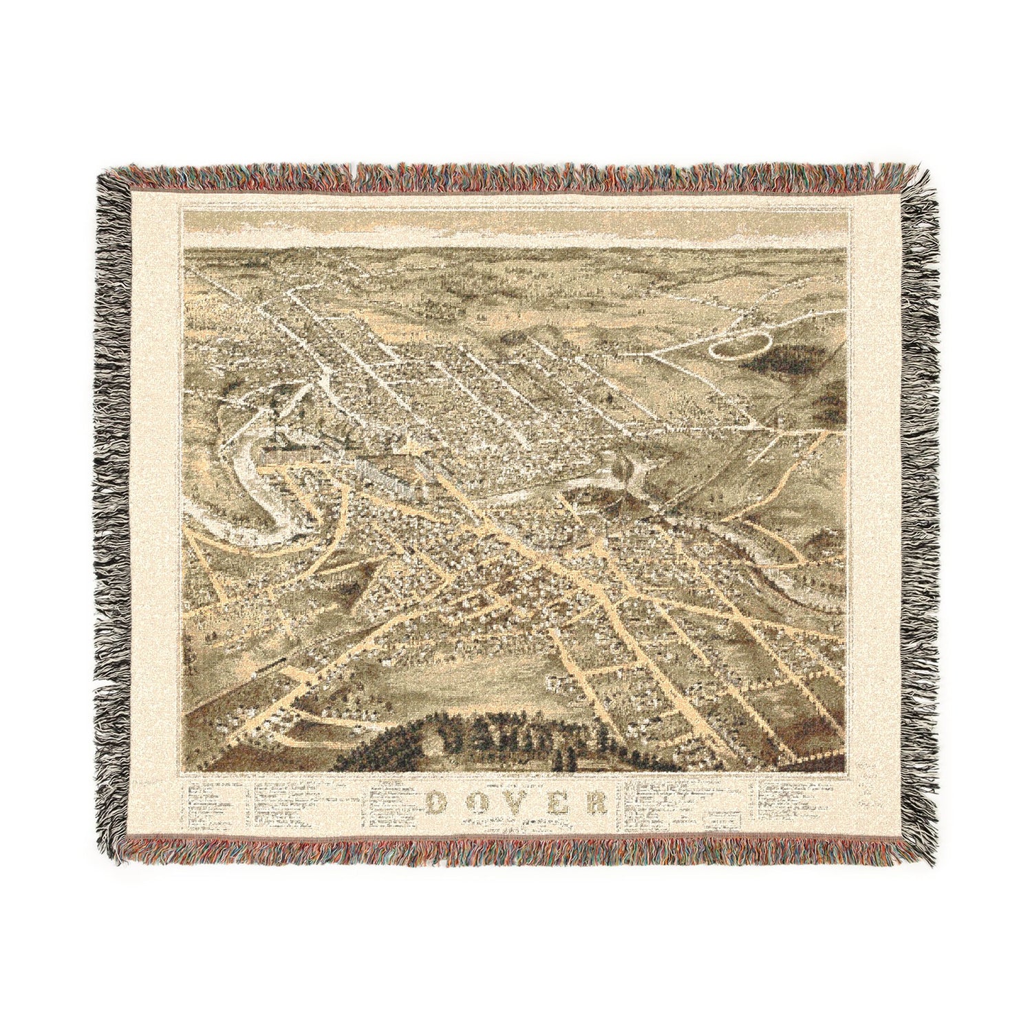 Bird's eye view of Dover, Strafford Co., New Hampshire 1877 Woven Throw Blanket