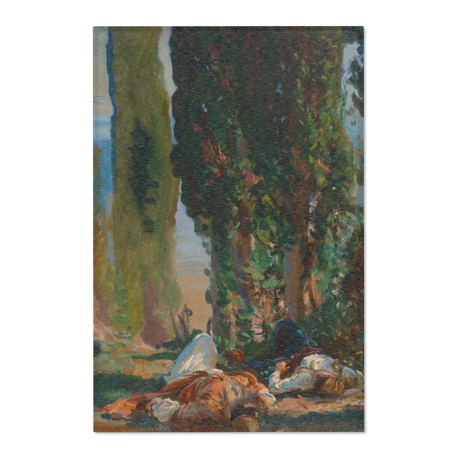Under the Cypress Trees at Corfu - John Singer Sargent Area Rug