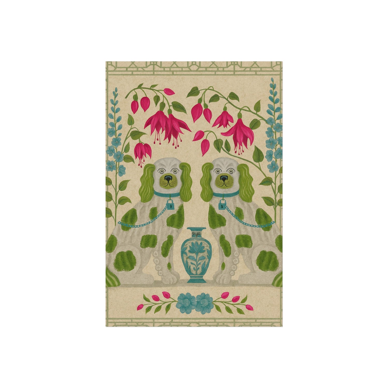 Vintage Chinoiserie Foo Dogs Fine Art Poster