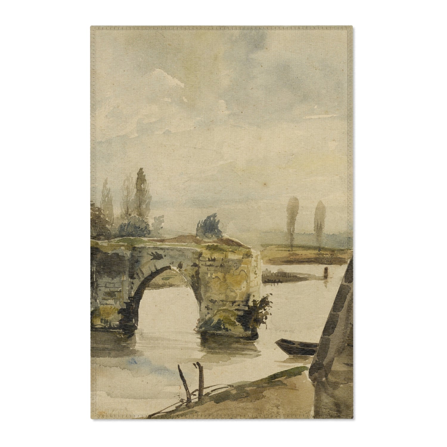 The Old Bridge at Mantes - Eugène Delacroix Area Rug