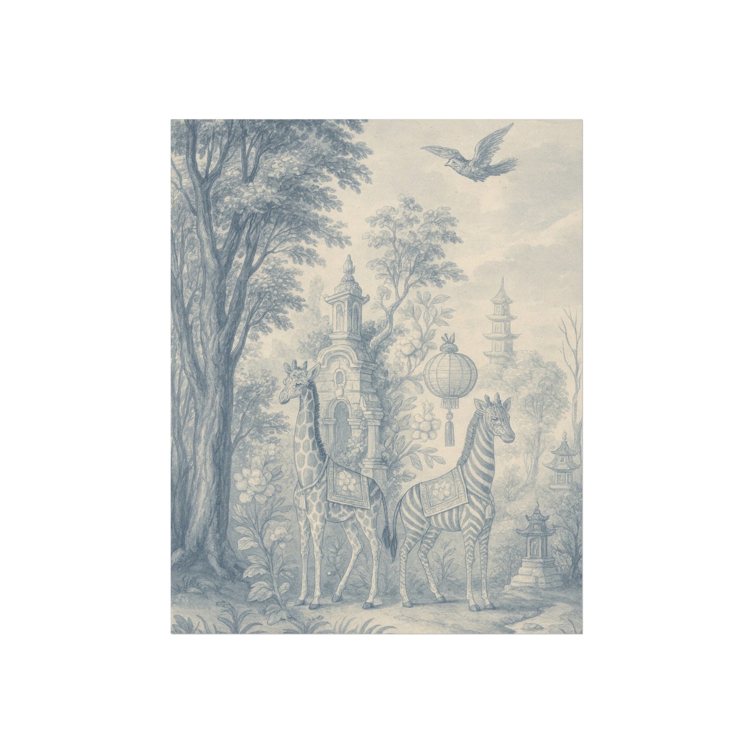 Giraffe and Zebra Dream Land Fine Art Poster