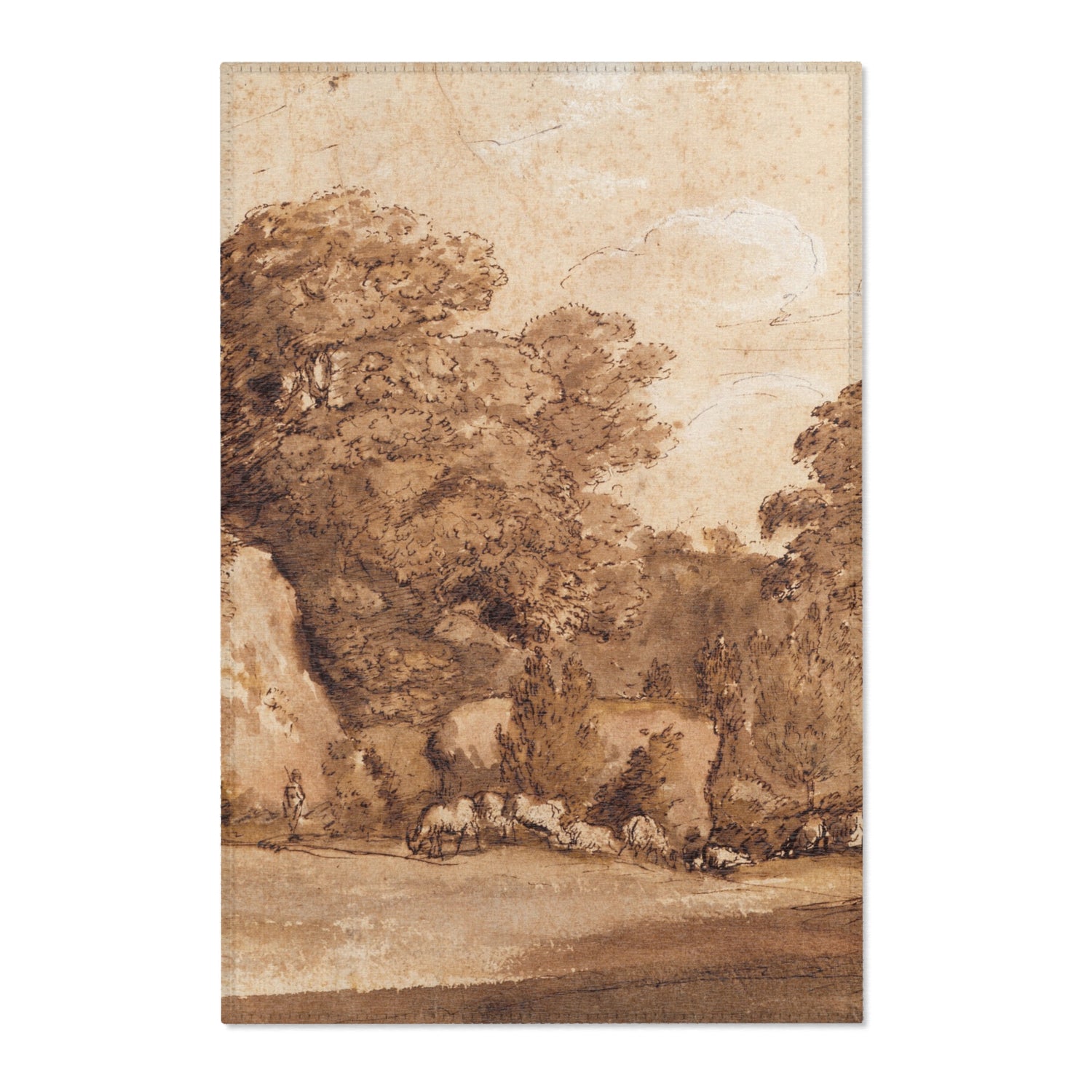 A Rocky Hillside - Claude Lorrain Area Rug