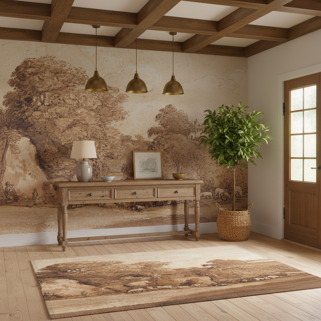 Una ladera rocosa - Alfombra de área Claude Lorrain
