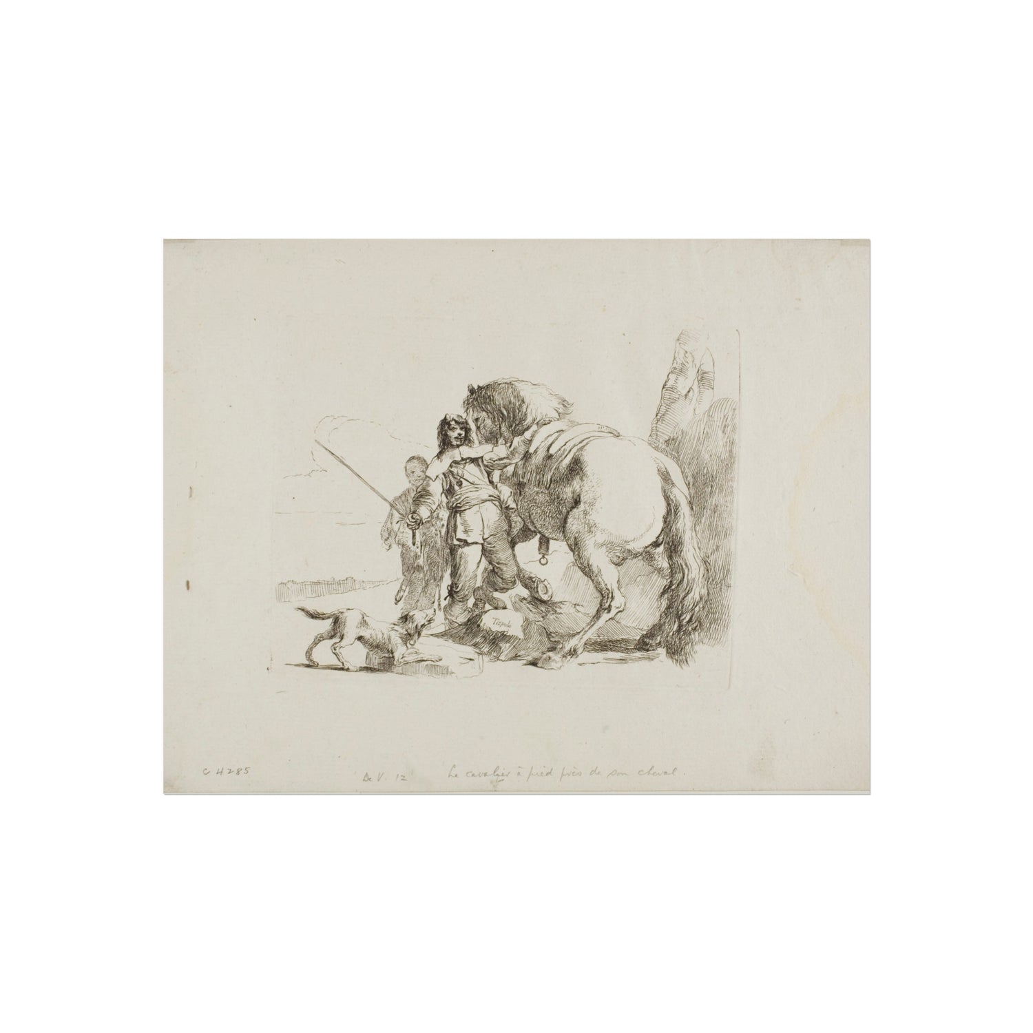 The Rider Standing by His Horse - Giovanni Battista Tiepolo Fine Art Poster
