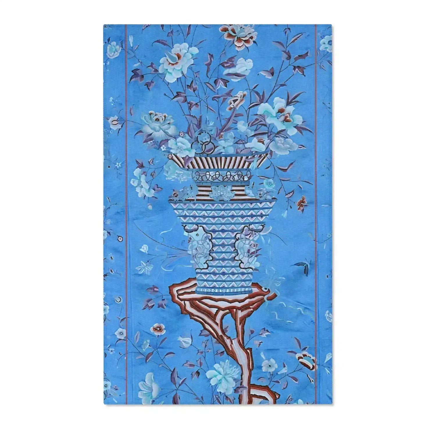 Floral Vase on Sky Blue Accent Rug