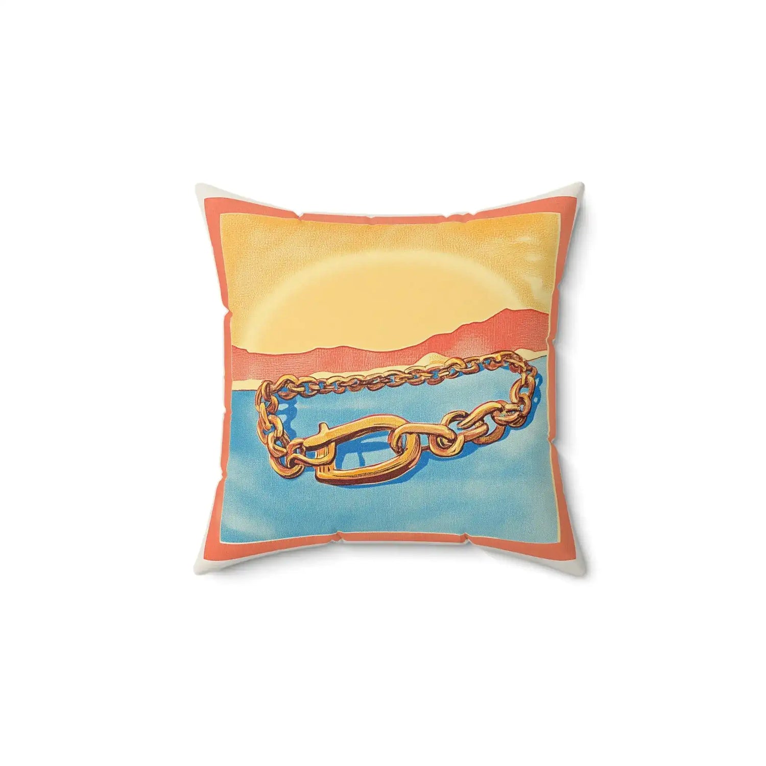 Gilded Sunset Chain Throw Pillow
