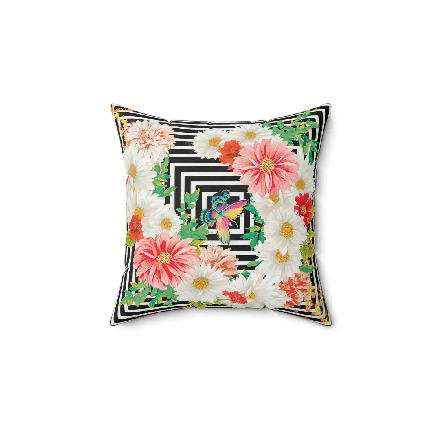 Butterfly Bloom Spiral Throw Pillow