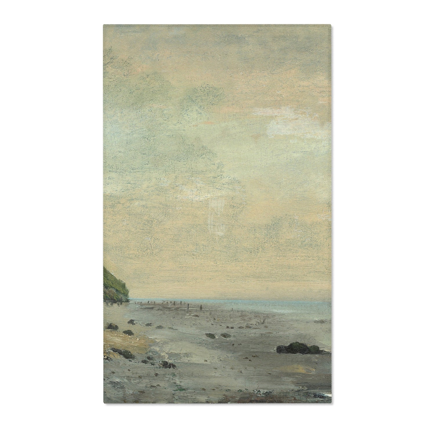 Cliffs on the Sea Coast Small Beach, Sunrise - Gustave Courbet Area Rug