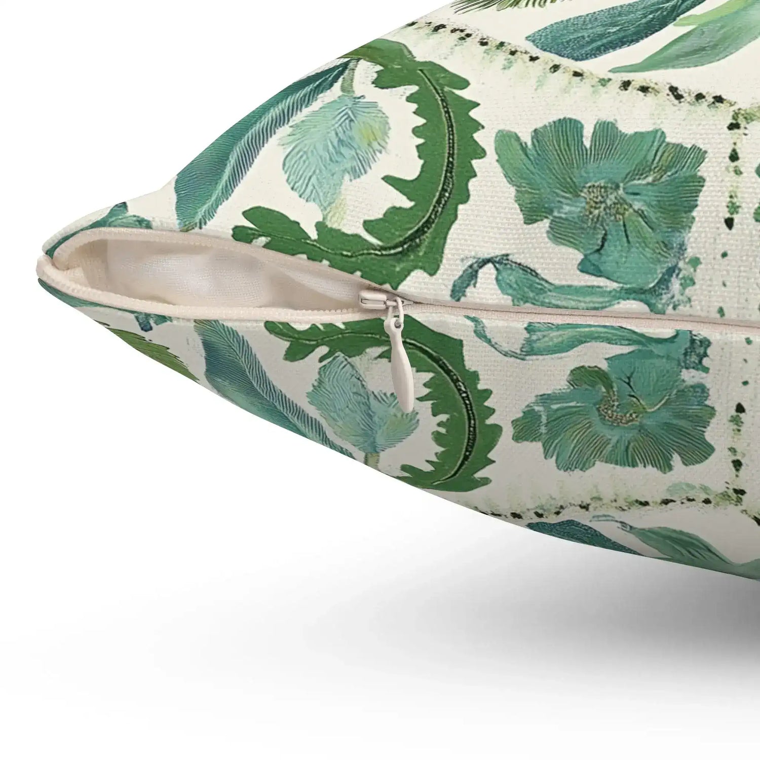 Verdant Harmony Birds & Palms Throw Pillow