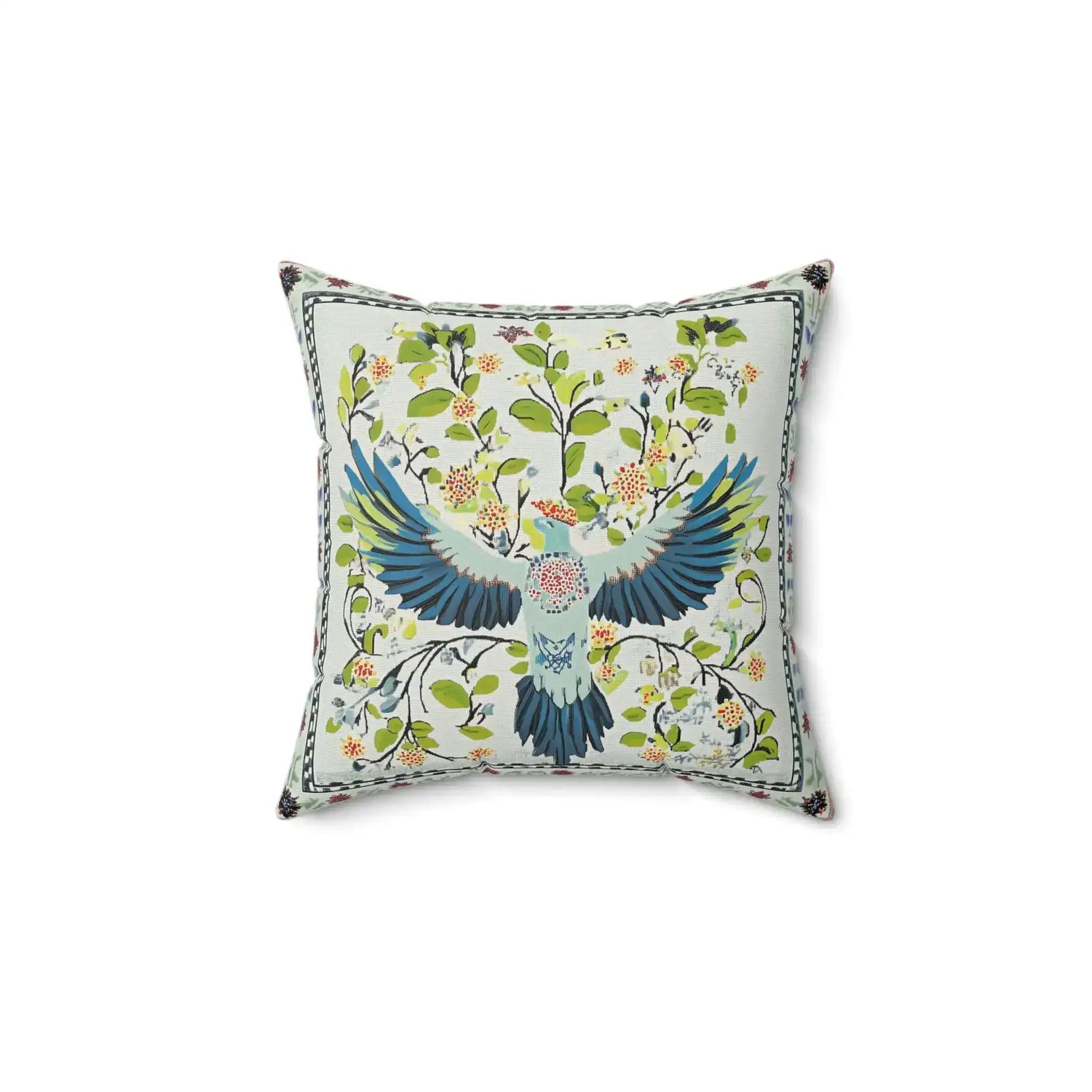 Skyward Blossom Bird Throw Pillow