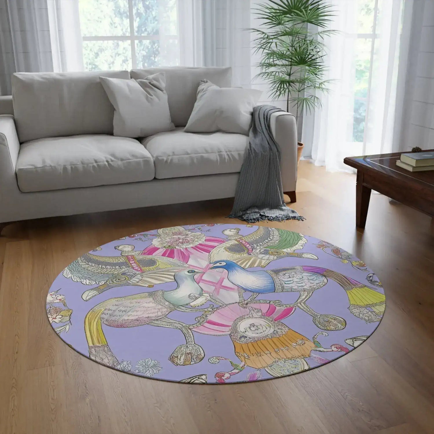 Regal Fantasy Birds Round Rug