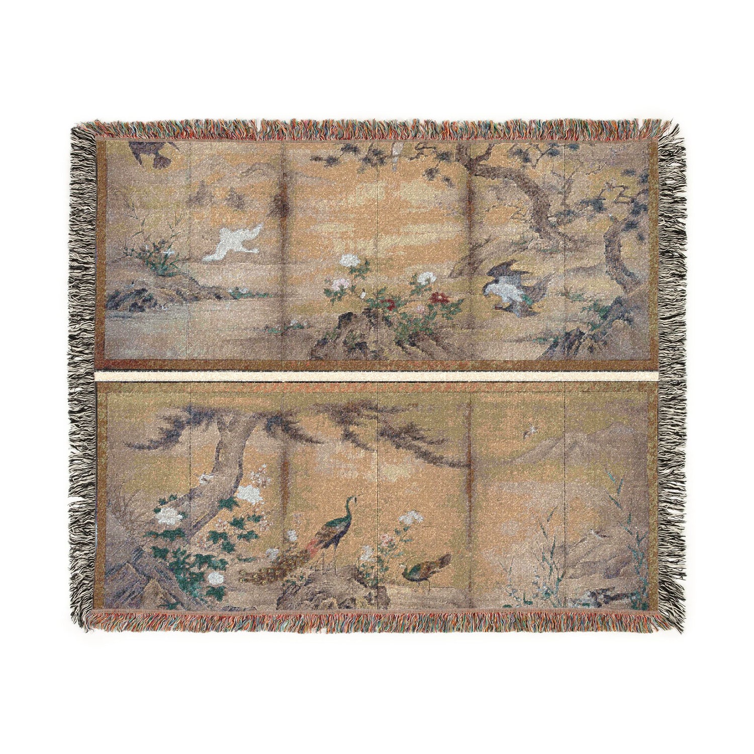 Birds and Flowers Woven Throw Blanket