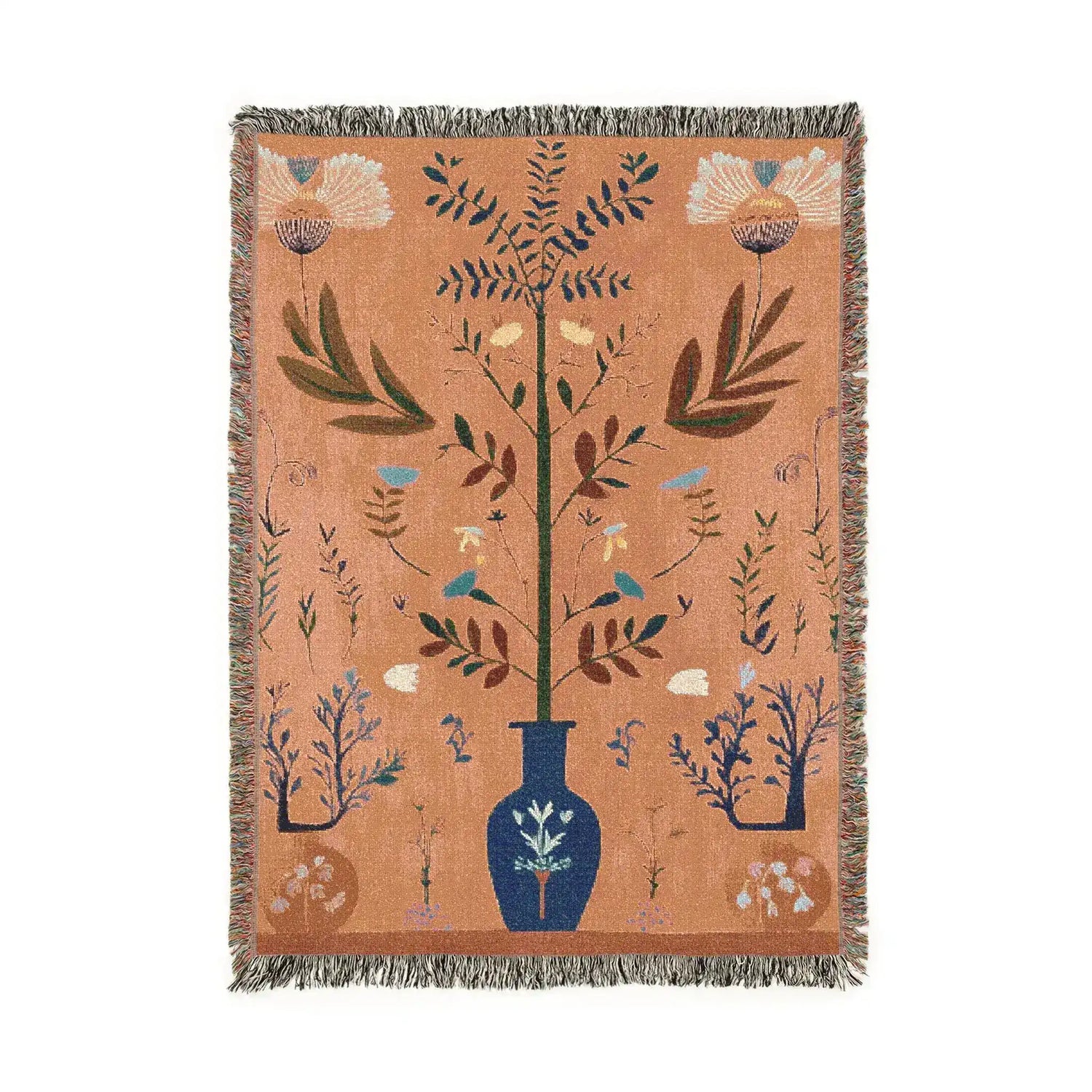 Whimsical Botanical Woven Blanket