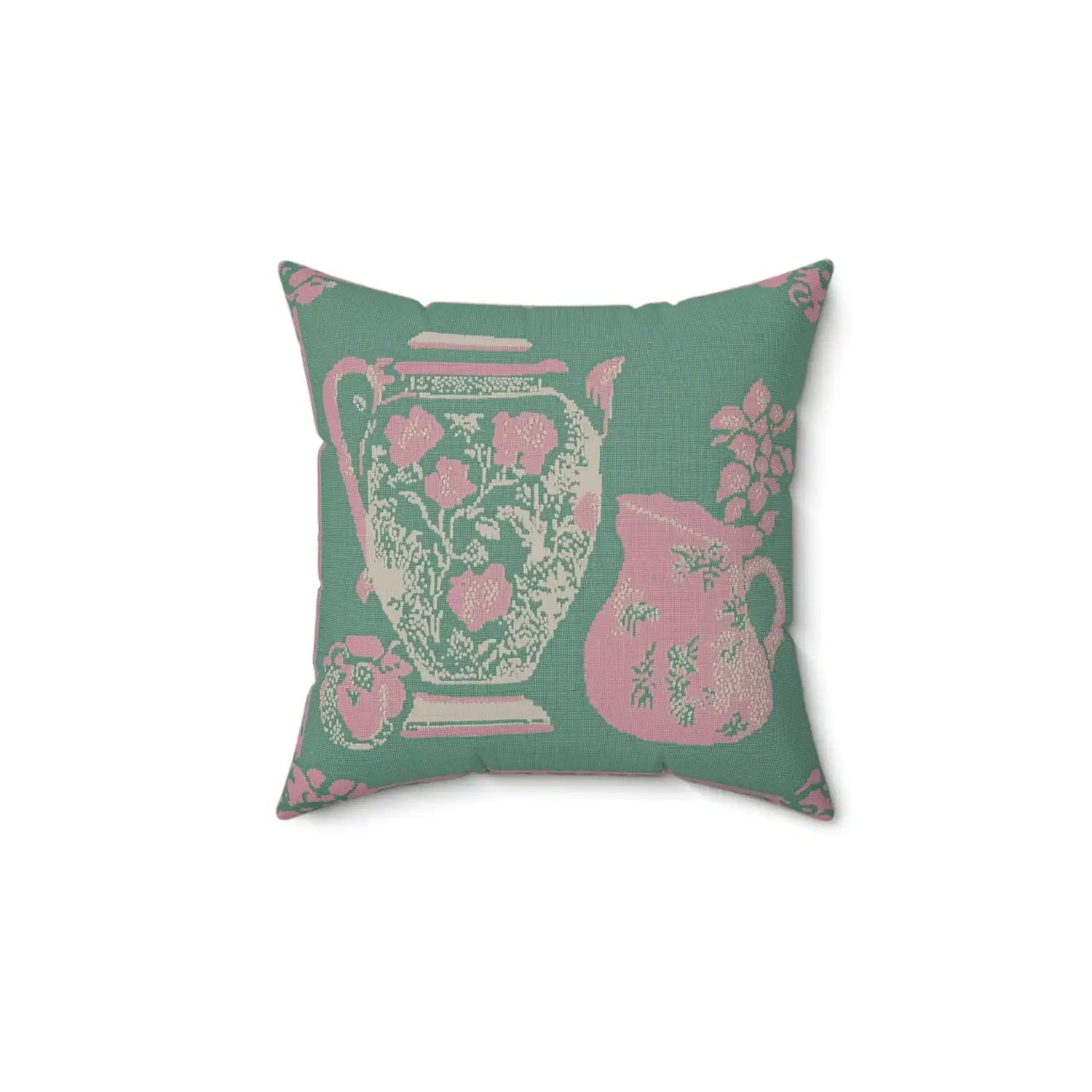Vintage Floral Pitchers Throw Pillow