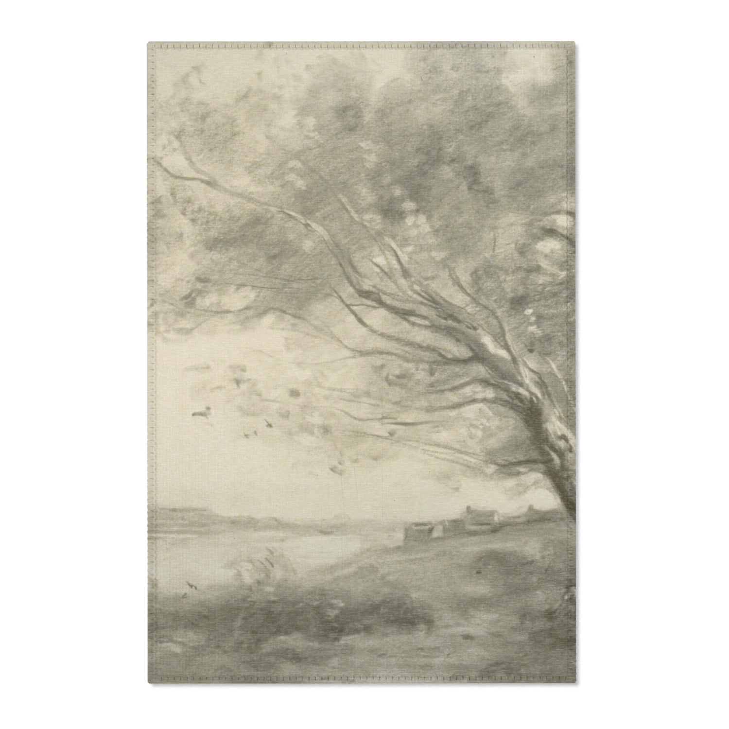 Bent Tree by the Water - Jean Baptiste Camille Corot Area Rug