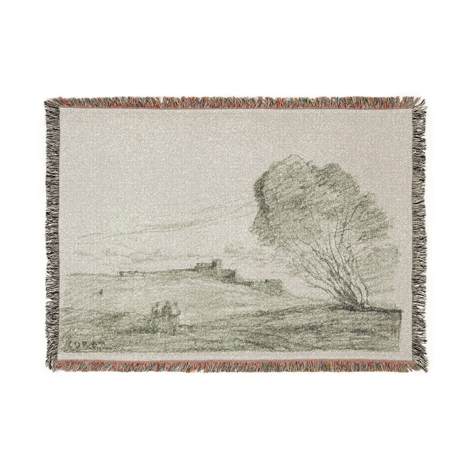 The Isolated Fort - Jean Baptiste Camille Corot Tapestry Blanket