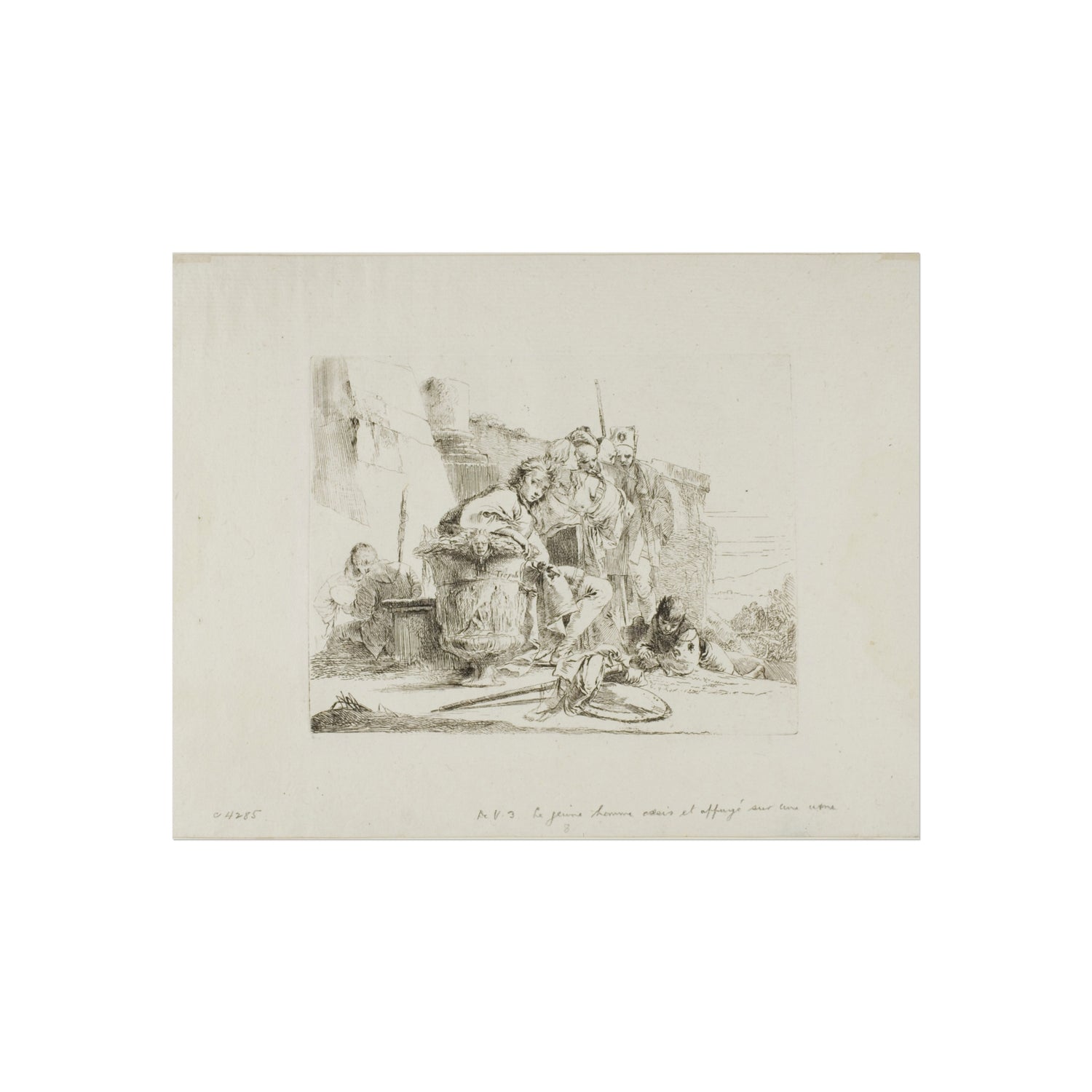 Seated Youth Leaning against an Urn - Giovanni Battista Tiepolo Fine Art Poster