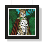 Leopard in Red Robe Framed Poster Wall Art 16″ x 16″ Black