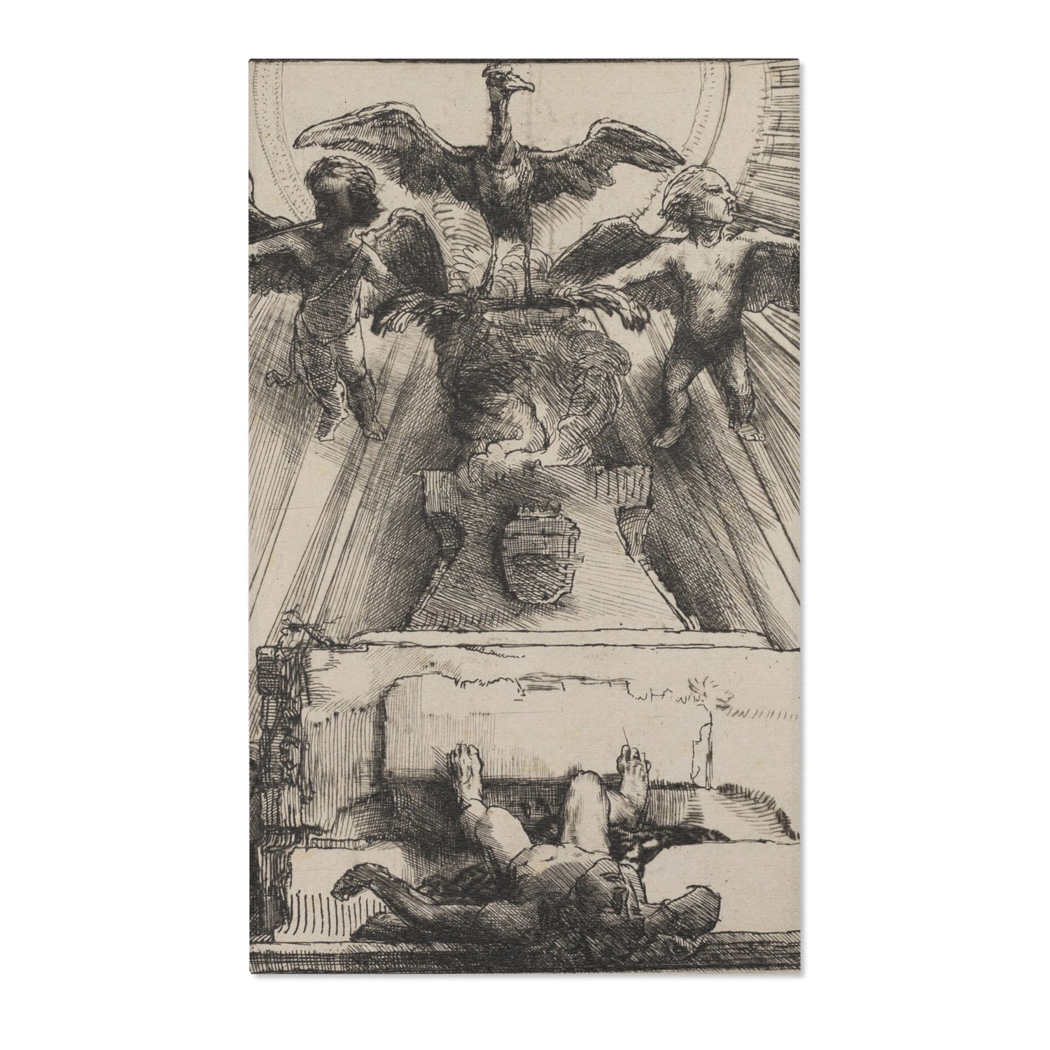 The Phoenix or the Statue Overthrown - Rembrandt van Rijn Area Rug