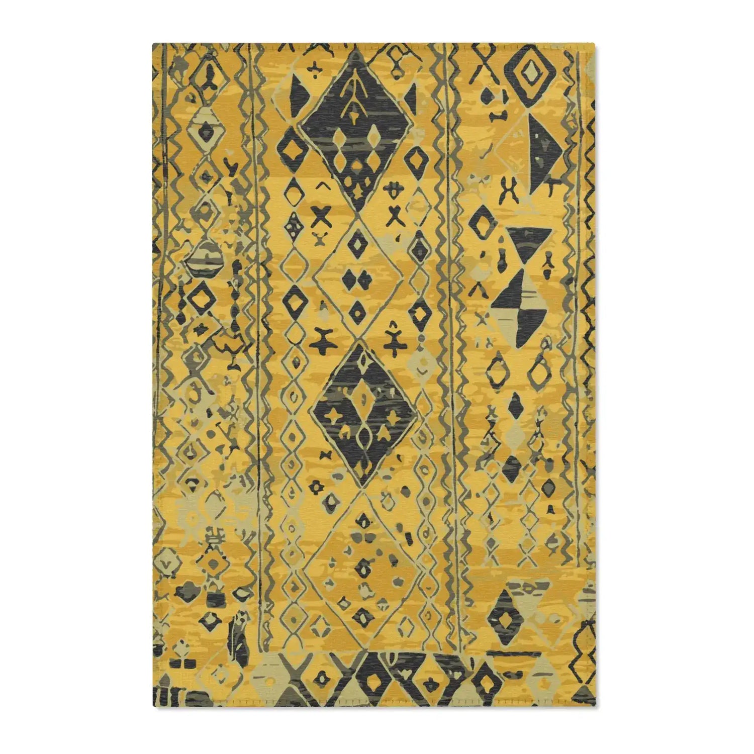 Golden Tribal Diamond Pattern Accent Rug