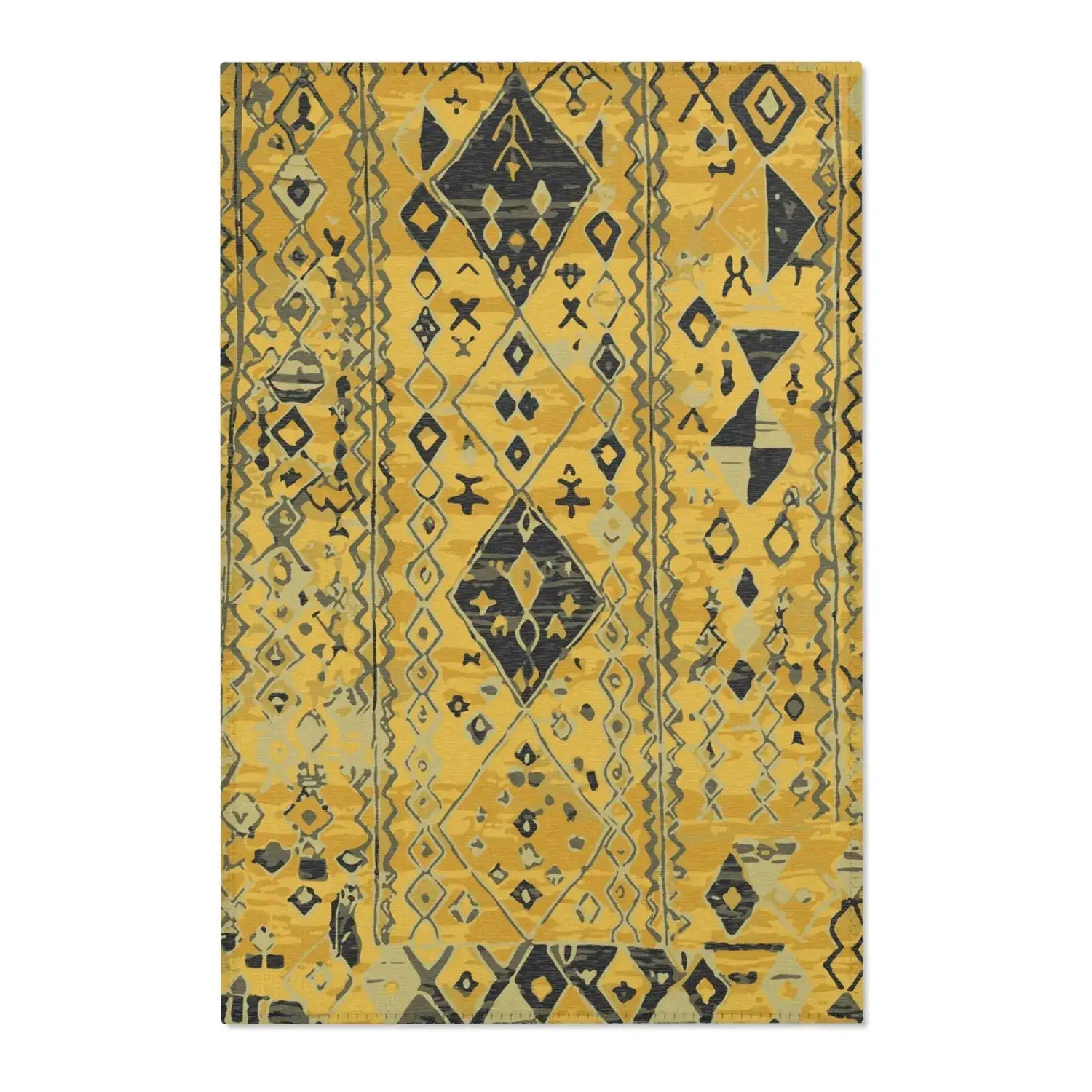 Golden Tribal Diamond Pattern Accent Rug