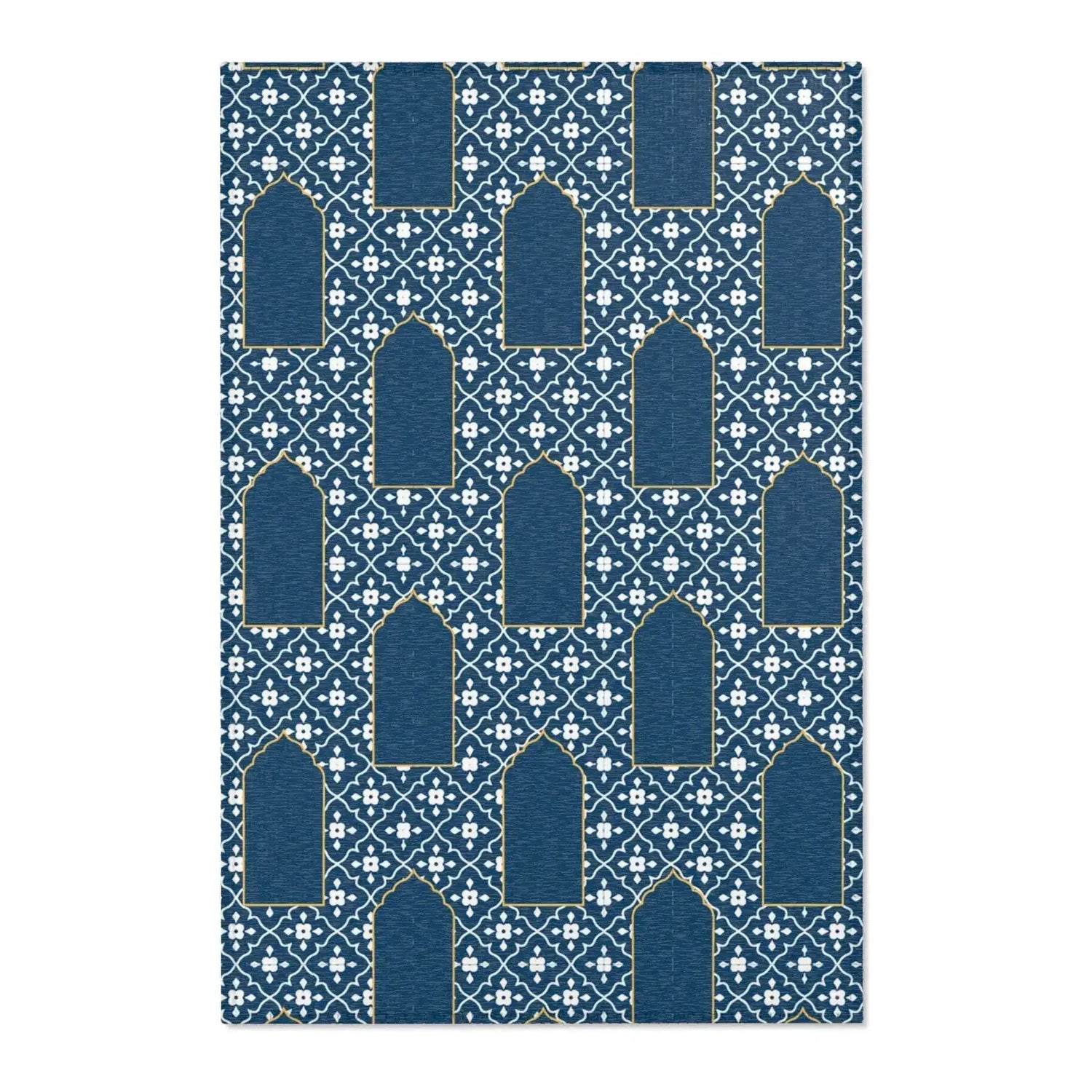 Royal Blue Arch Motif Accent Rug