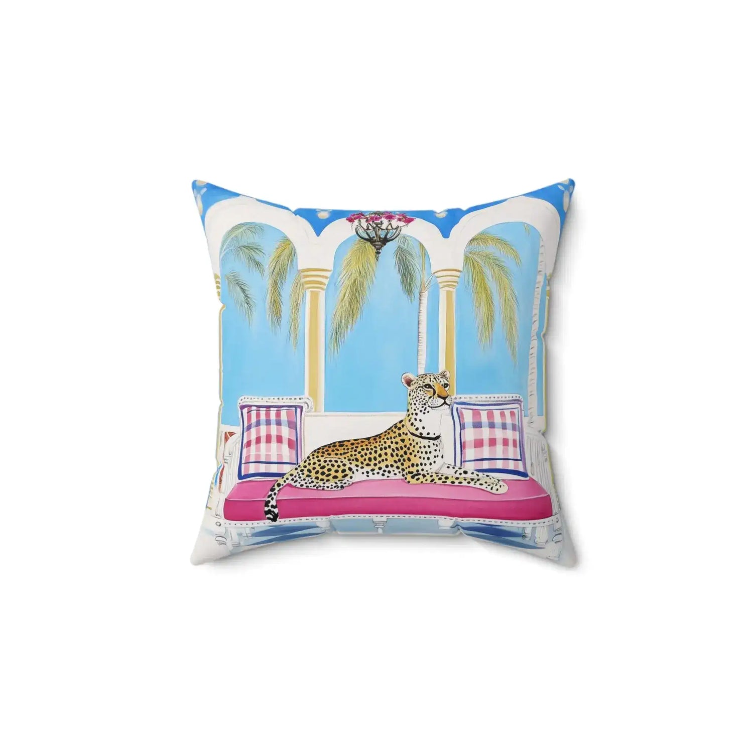 Leopard Lounge on the Veranda Throw Pillow