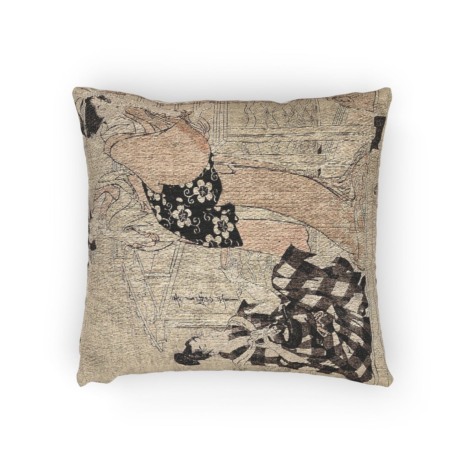 Net Fishing at Night Sumida River - Kitagawa Utamaro Pillow