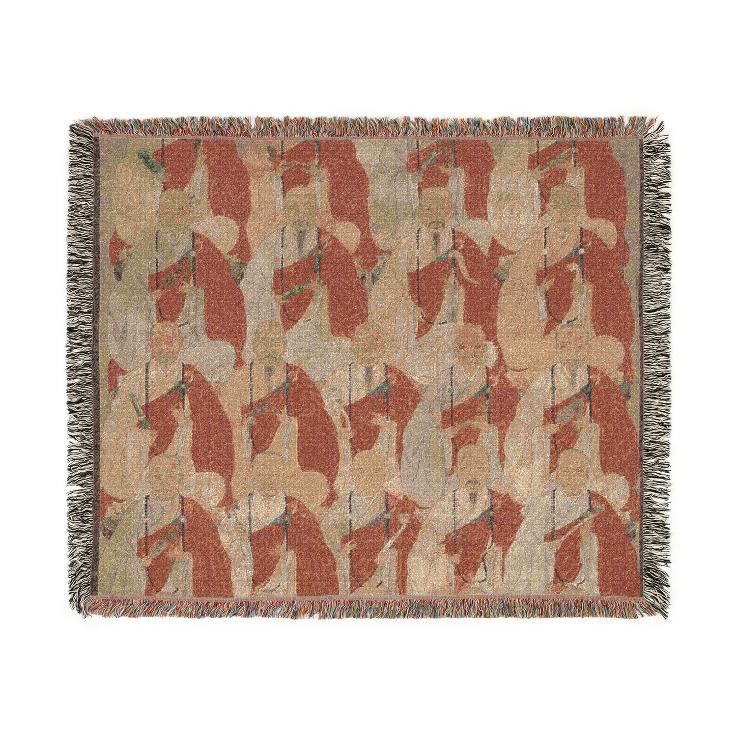 Lineage Portrait of Buddhist Monks Woven Throw Blanket