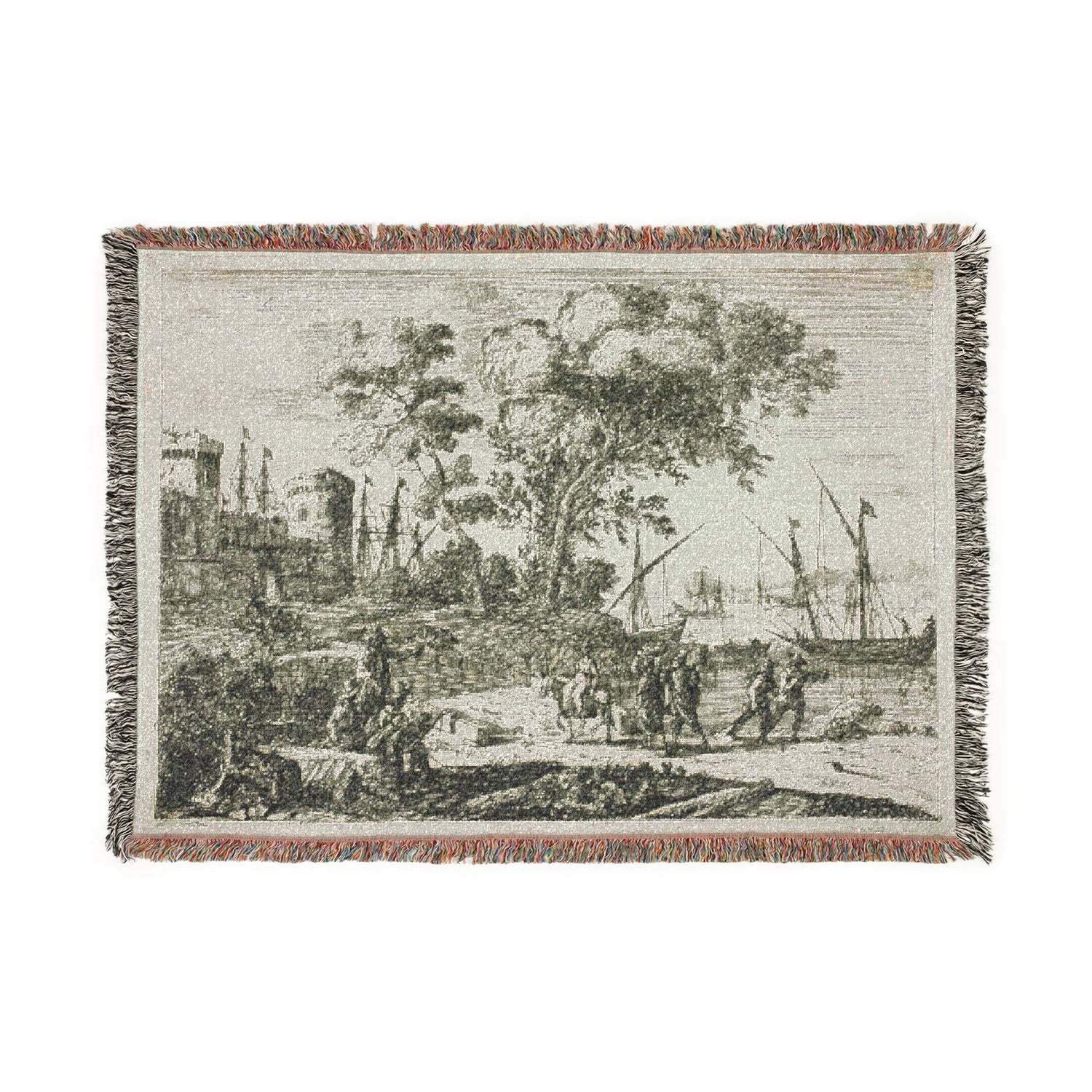 Coast Scene with an Artist Drawing - Claude Lorrain Tapestry Blanket