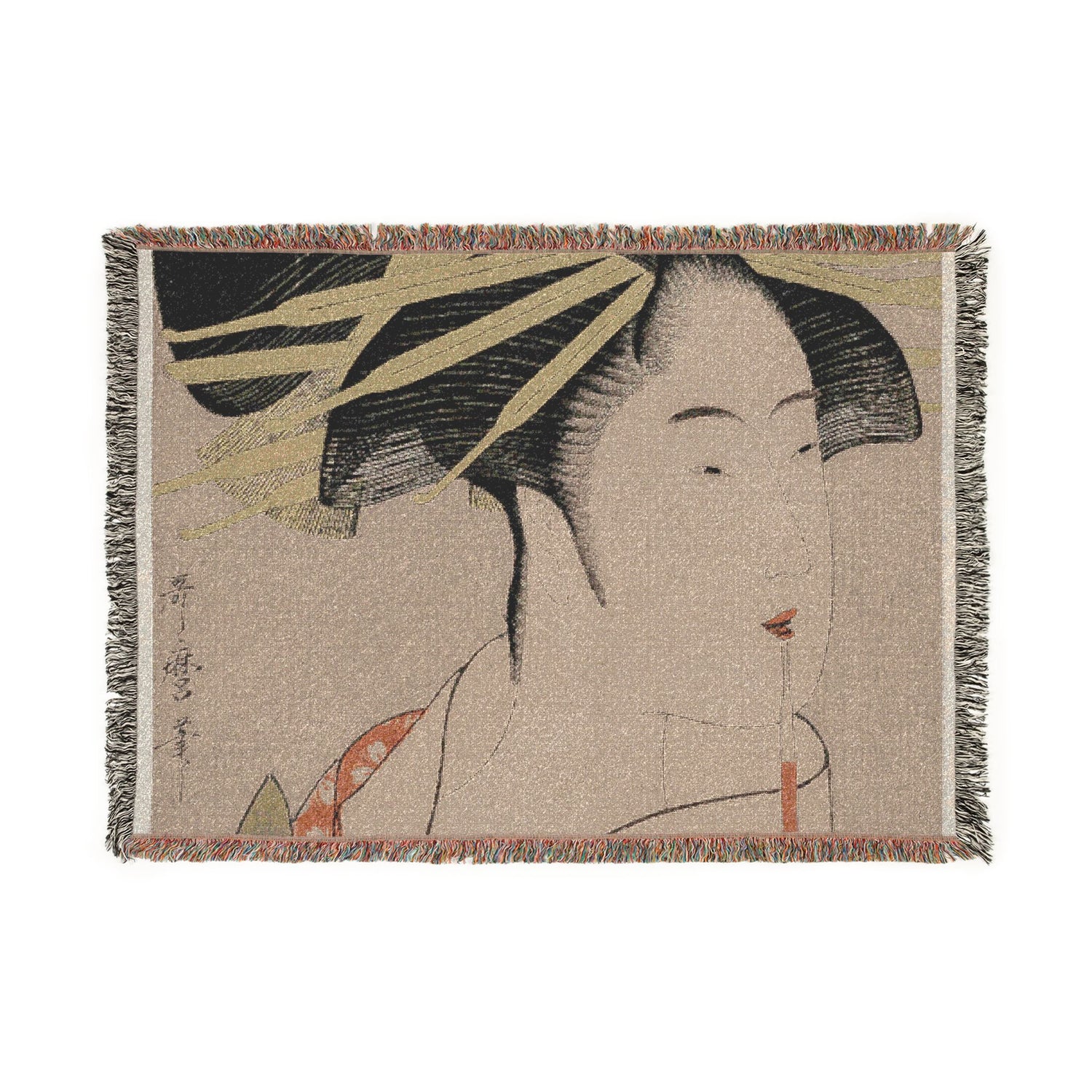 Takigawa of the Ogiya - Kitagawa Utamaro Tapestry Blanket