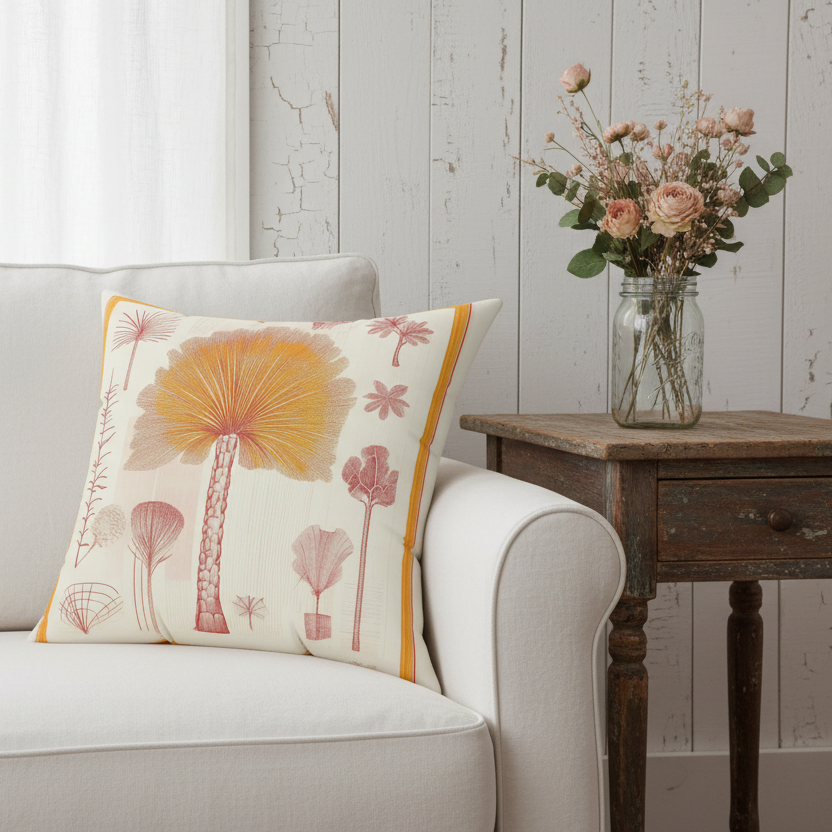 Sunburst Palm Botanical Throw Pillow