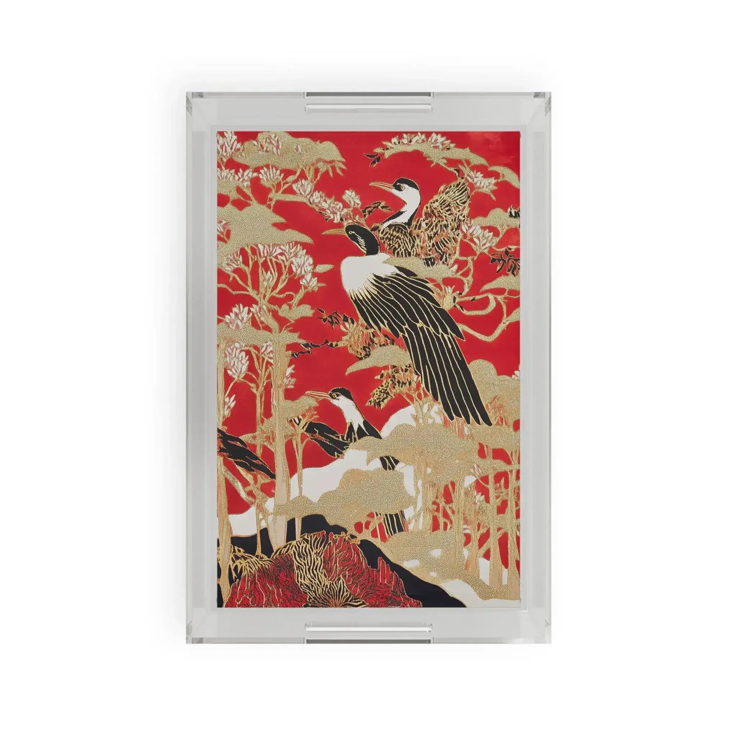 Golden Crane Garden Serving Tray