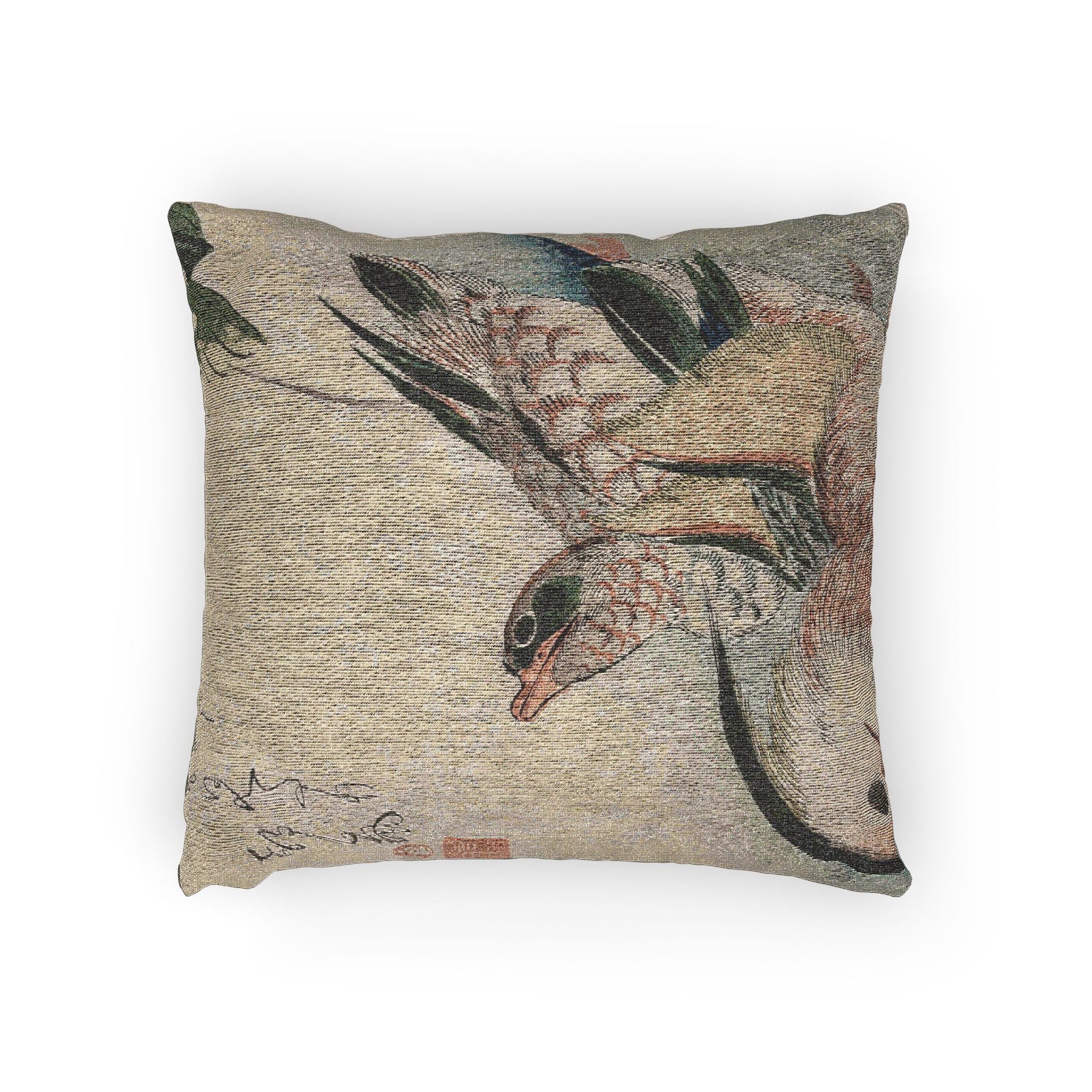 Mandarin Ducks Flowering Plants - Utagawa Hiroshige Pillow