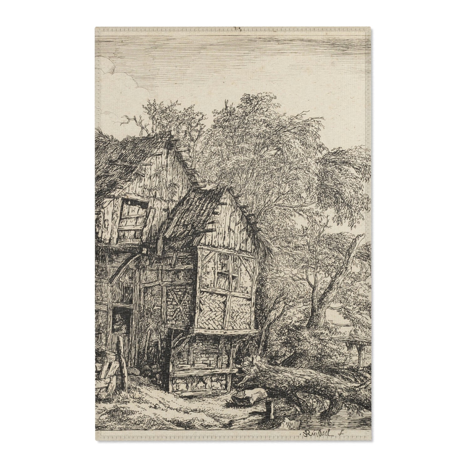 The Little Bridge - Jacob van Ruisdael Area Rug