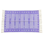 Handwoven Purple and White Stripe Cotton Rug with Fringes