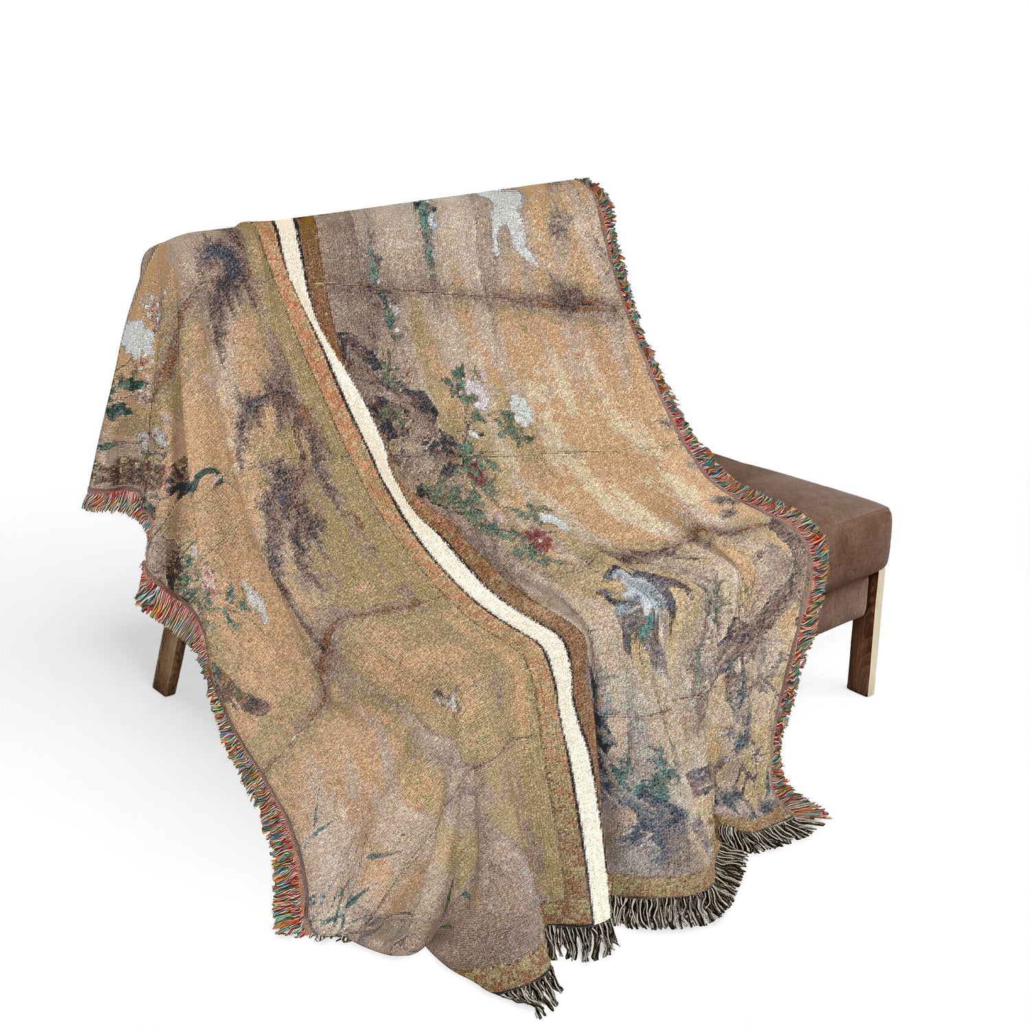 Birds and Flowers Woven Throw Blanket