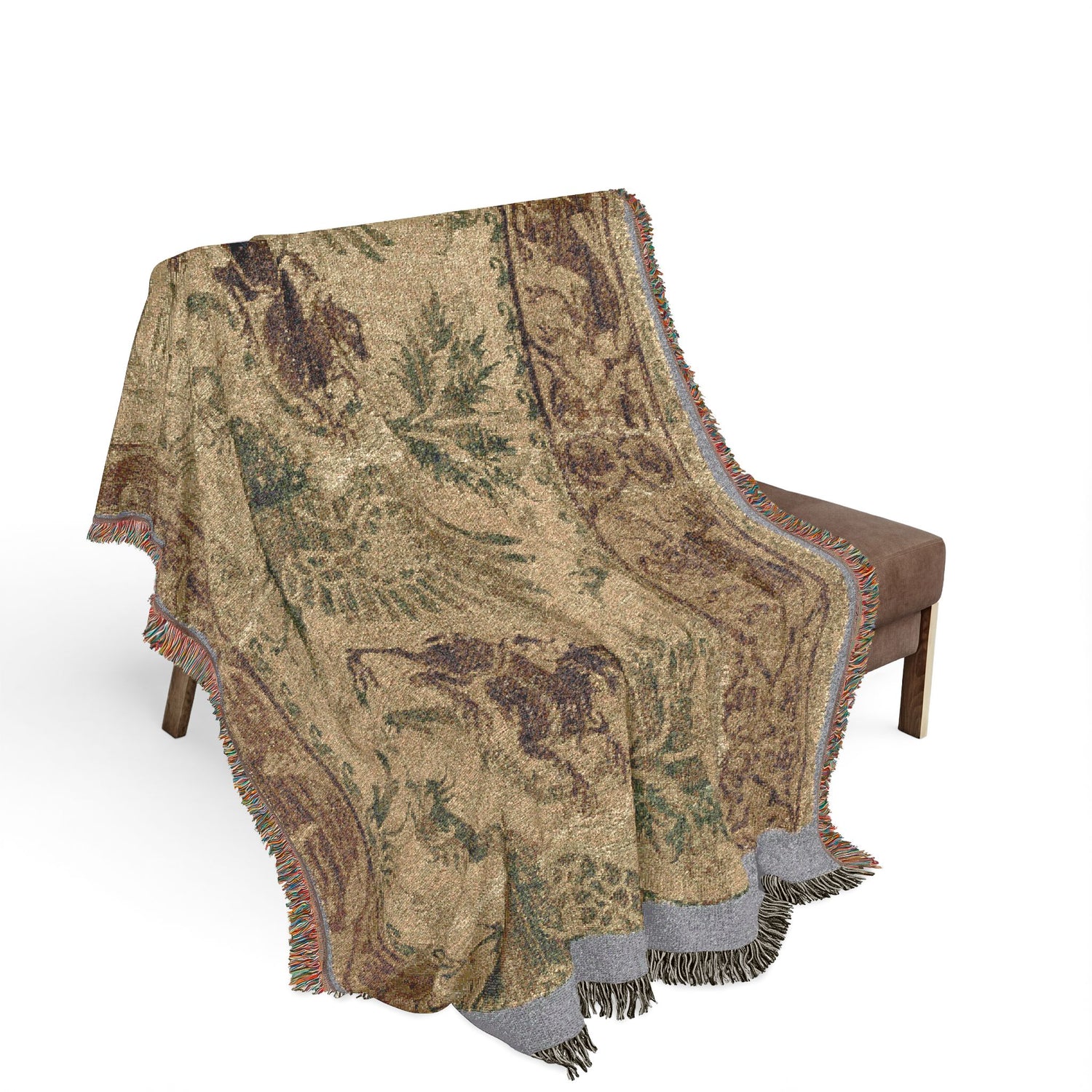 Silk and Gold Textile Woven Throw Blanket