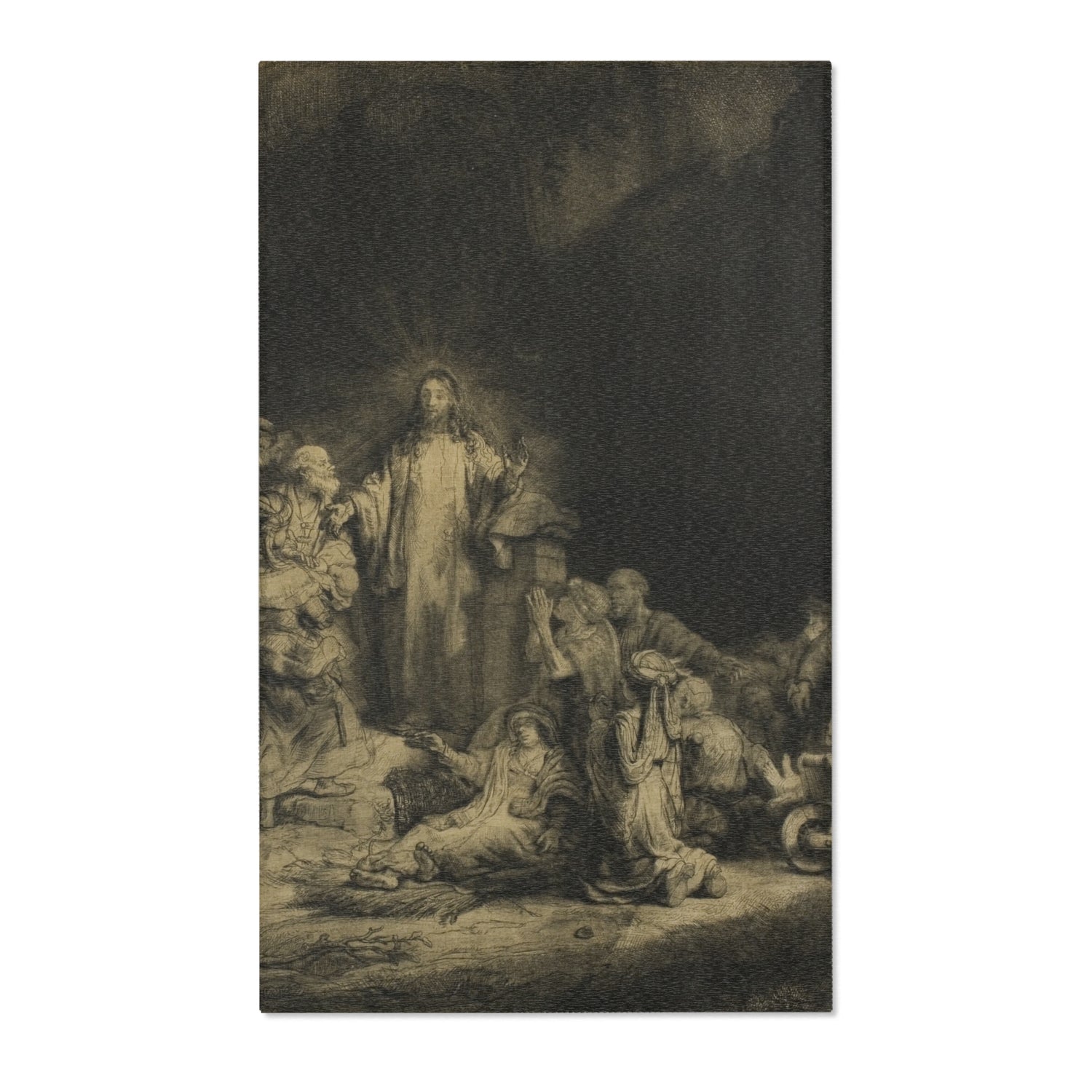 The Hundred Guilder Print - Rembrandt van Rijn Area Rug
