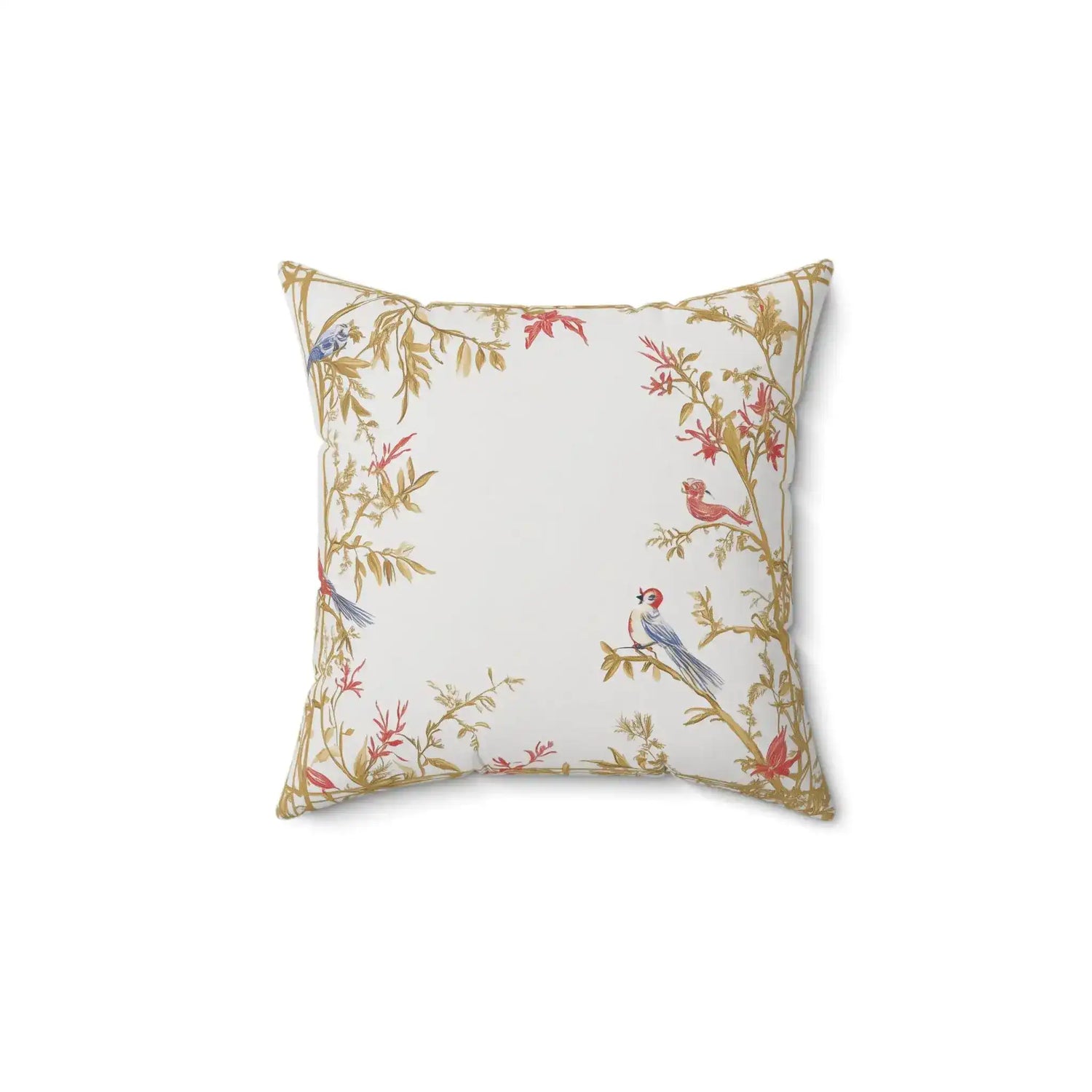Vintage Botanical and Bird Throw Pillow