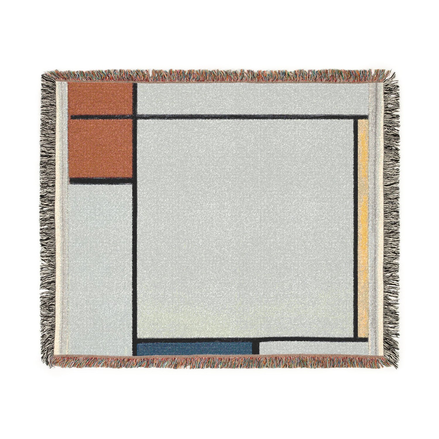 Composition with Red, Yellow, and Blue Woven Throw Blanket