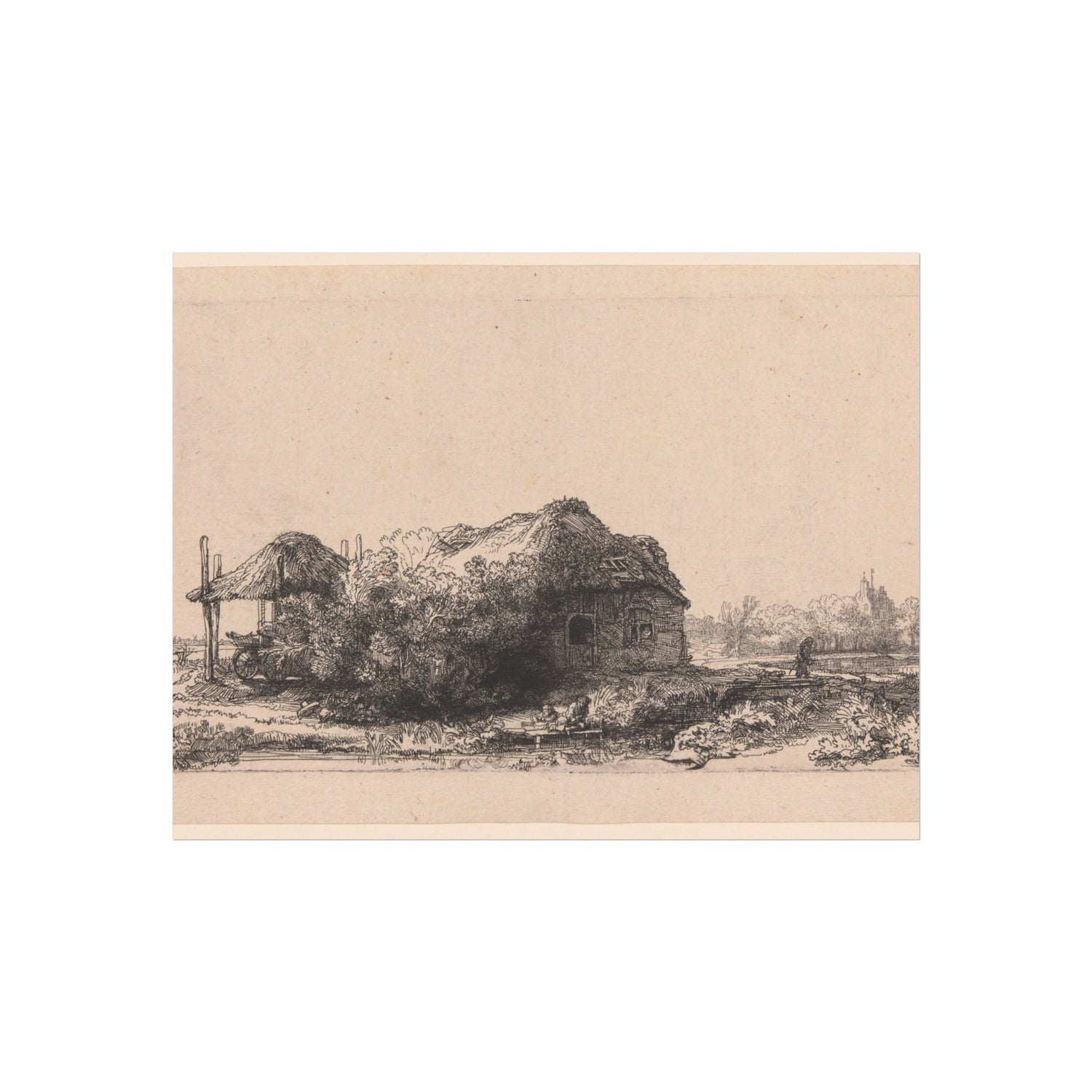 Landscape with Cottages and a Hay Barn - Rembrandt van Rijn Fine Art Poster