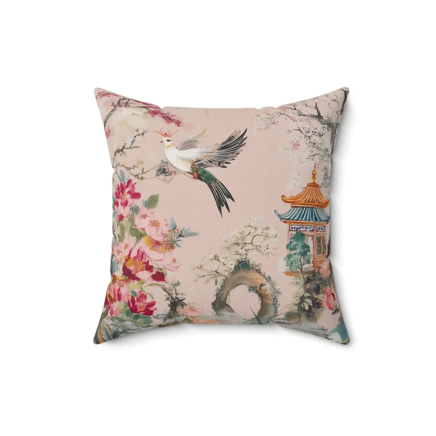 Peach Blossom Serenity Throw Pillow
