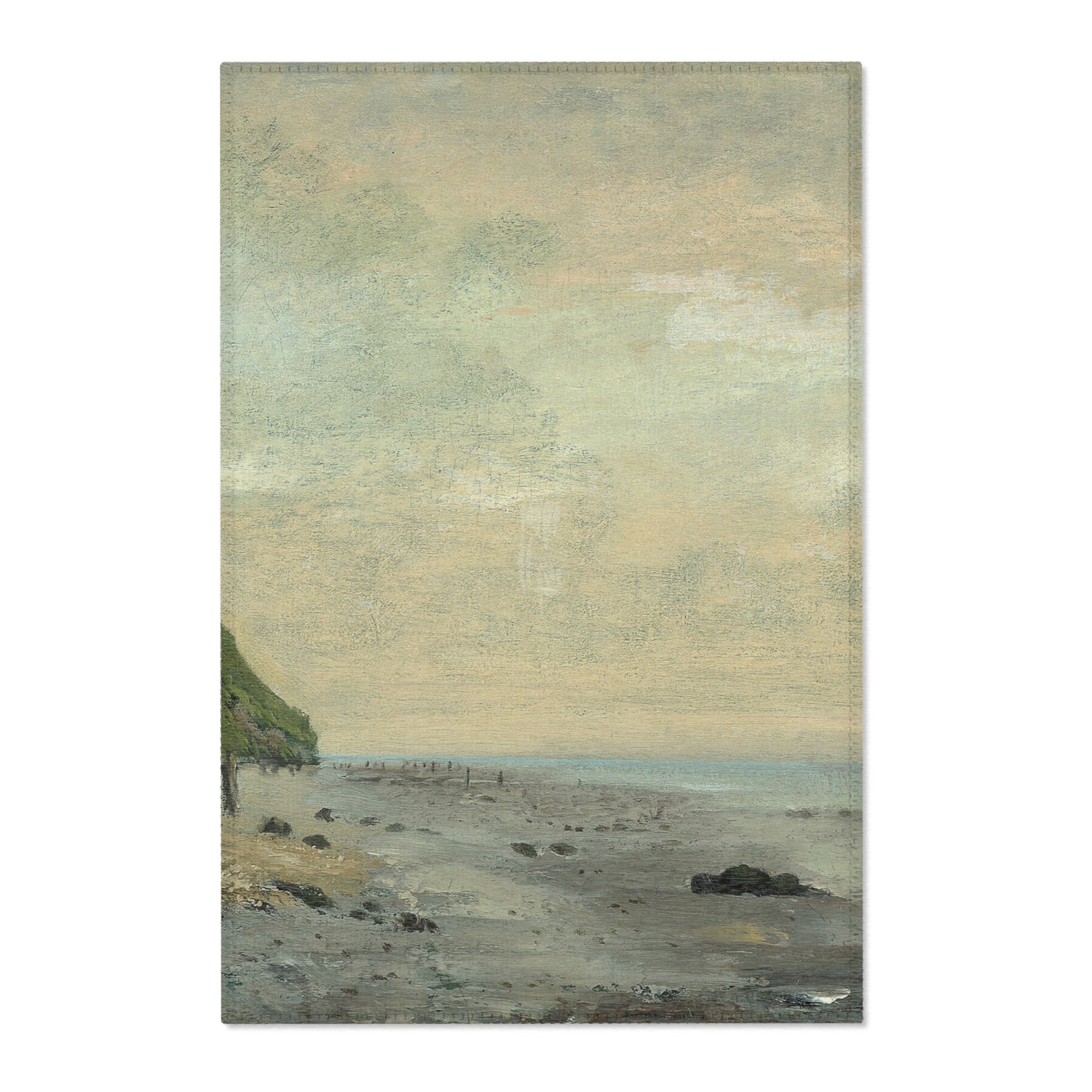 Cliffs on the Sea Coast Small Beach, Sunrise - Gustave Courbet Area Rug