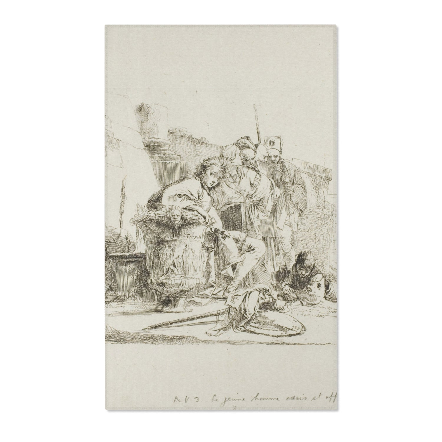 Seated Youth Leaning against an Urn - Giovanni Battista Tiepolo Area Rug